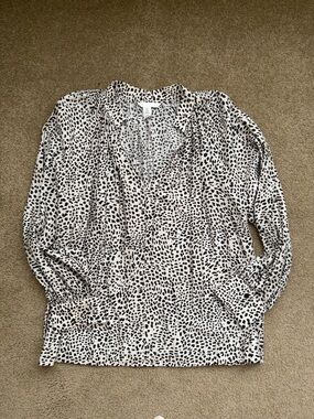 H&M Polka Dot Leopard Long Sleeve Blouse